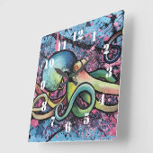 Inktvis Spat Kunst Vierkante Klok (Hoek)