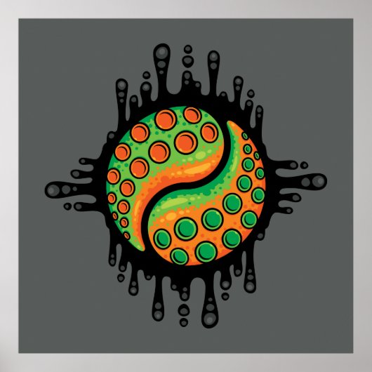 Inktvis Tentakel Yin Yang Symbool Poster (Voorkant)