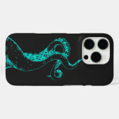 inktvis tentakels aqua op zwarte iPhone hoes (Achterkant (horizontaal))