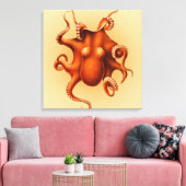 Inktvis Zeemonster Wezen Cephalapod Vintage Canvas Afdruk (Insitu (Woonkamer))