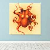 Inktvis Zeemonster Wezen Cephalapod Vintage Canvas Afdruk (Insitu (Houten vloer))