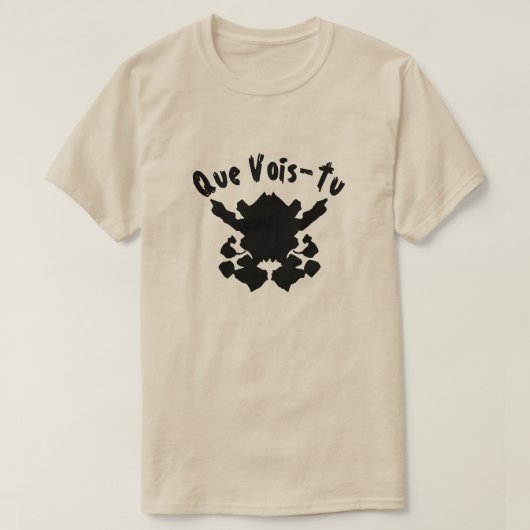 inktvlektest met tekst Que Vois-Tu T-shirt (Design voorkant)
