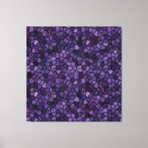 Inktwel Blauwe Kasseien Patchwork Terrazzo Patroon Canvas Afdruk