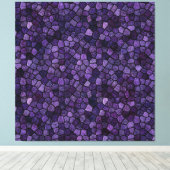 Inktwel Blauwe Kasseien Patchwork Terrazzo Patroon Canvas Afdruk (Insitu (Houten vloer))