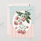  inkuilroze rozen botanische afdrukken briefkaart (Voorkant / Achterkant)