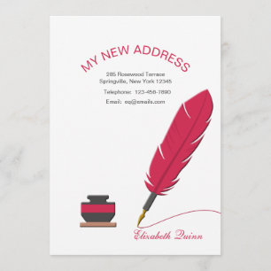 Inkwell and Feather Pen Moving Announge Aankondiging