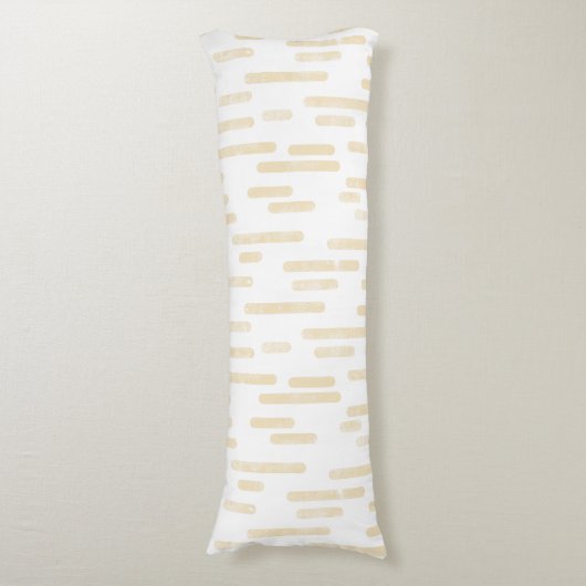 Inky afgeronde lijnen patroon | Bleek Geel op Wit Lichaamskussen (Voorkant Verticaal)