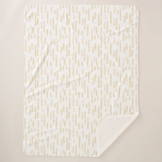 Inky afgeronde lijnen patroon | Bleek Geel op Wit Sherpa Deken (Voorkant)