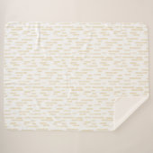 Inky afgeronde lijnen patroon | Bleek Geel op Wit Sherpa Deken (Voorkant (horizontaal))