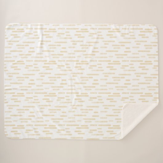 Inky afgeronde lijnen patroon | Bleek Geel op Wit Sherpa Deken (Voorkant (horizontaal))