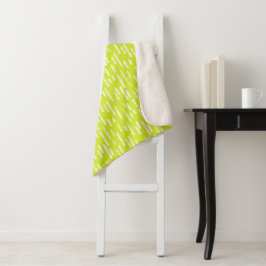 Inky afgeronde lijnen patroon | Bright Lime Green Sherpa Deken