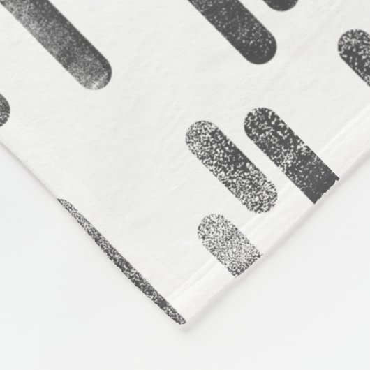 Inky afgeronde lijnen patroon | Grafiet op wit Fleece Deken (Hoek)