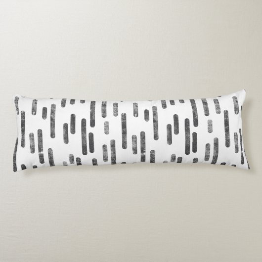 Inky afgeronde lijnen patroon | Grafiet op wit Lichaamskussen (Achterkant)