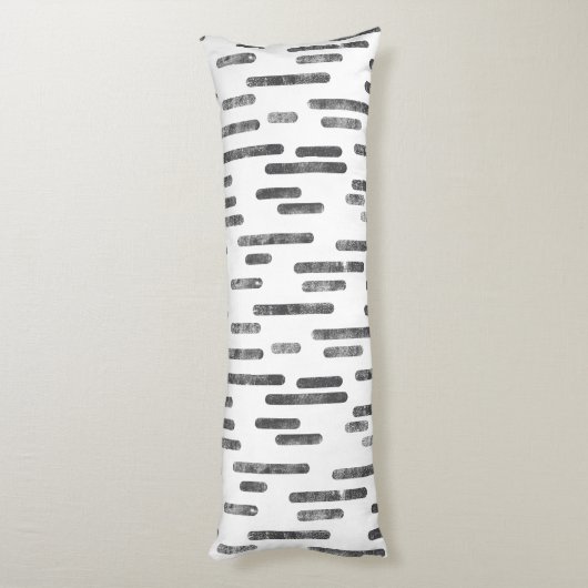 Inky afgeronde lijnen patroon | Grafiet op wit Lichaamskussen (Achterkant (Verticaal))