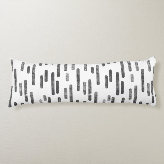 Inky afgeronde lijnen patroon | Grafiet op wit Lichaamskussen (Voorkant)