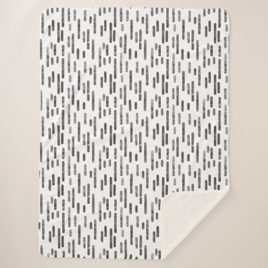 Inky afgeronde lijnen patroon | Grafiet op wit Sherpa Deken (Voorkant)