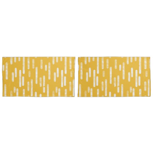 Inky afgeronde lijnen patroon | Mosterdgeel/wit Kussensloop (Voorkant-Set)