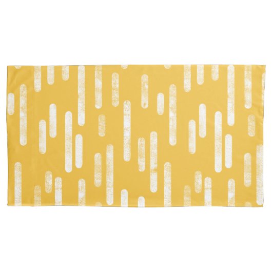 Inky afgeronde lijnen patroon | Mosterdgeel/wit Kussensloop (Voorkant-Links)