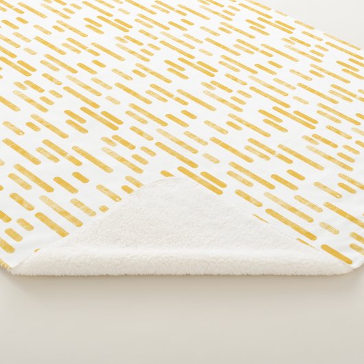 Inky afgeronde lijnen patroon | Mosterdgeel/wit Sherpa Deken (3/4)
