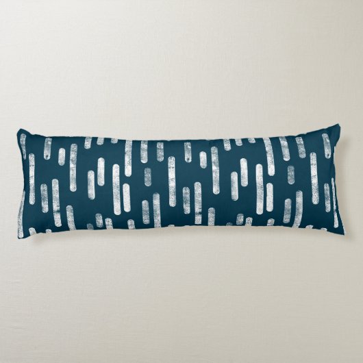 Inky afgeronde lijnen patroon | Wit/donkerblauw-gr Lichaamskussen (Achterkant)