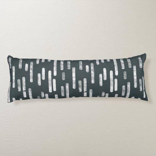 Inky afgeronde lijnen patroon | Wit/Donkergrijs Gr Lichaamskussen (Achterkant)
