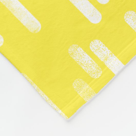 Inky afgeronde lijnen patroon | Wit/Helder Geel Fleece Deken (Hoek)