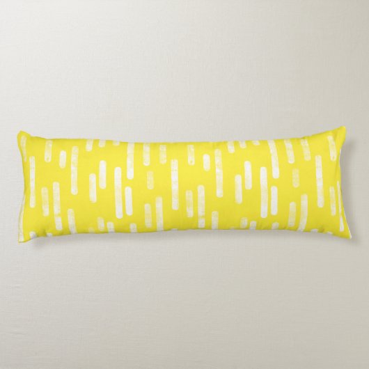 Inky afgeronde lijnen patroon | Wit/Helder Geel Lichaamskussen (Achterkant)