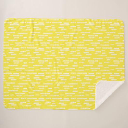 Inky afgeronde lijnen patroon | Wit/Helder Geel Sherpa Deken (Voorkant (horizontaal))