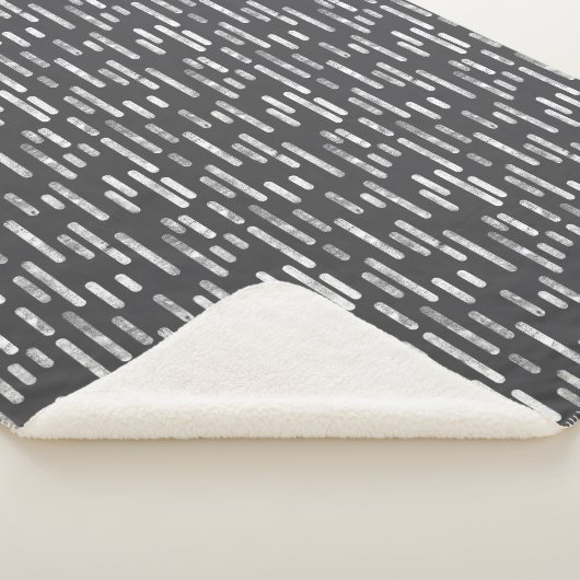 Inky afgeronde lijnen patroon | Wit op grafiet Sherpa Deken (3/4)