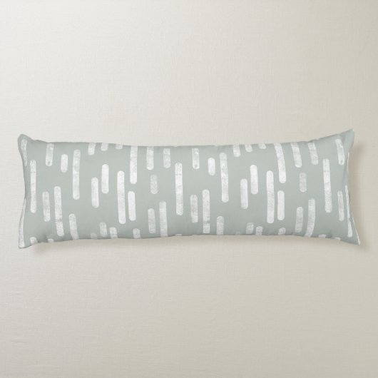 Inky afgeronde lijnen patroon | Wit op grijs groen Lichaamskussen (Achterkant)