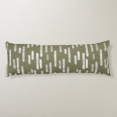 Inky afgeronde lijnen patroon | Wit op Olijfgroen Lichaamskussen (Achterkant)