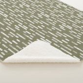 Inky afgeronde lijnen patroon | Wit op Olijfgroen Sherpa Deken (3/4)