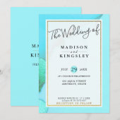 Inky Aqua Fab Abstract budget Weddenschap Kaart (Voorkant / Achterkant)