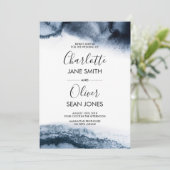 Inky Aquarel Bruiloft uitnodiging (Staand voorkant)