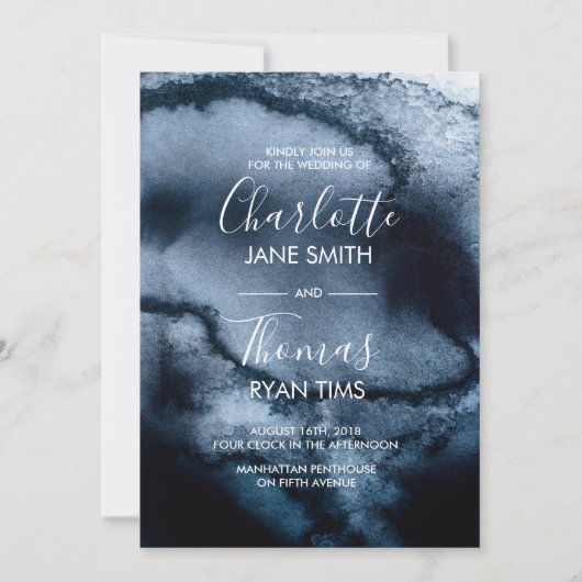 Inky Aquarel Bruiloft uitnodiging (Voorkant)