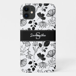 Inky Black florals aangepast Case-Mate iPhone Case