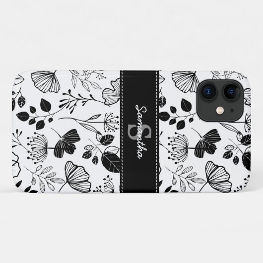 Inky Black florals aangepast Case-Mate iPhone Case (Achterkant (horizontaal))