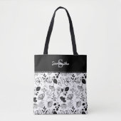 Inky Black florals aangepast Tote Bag (Voorkant)