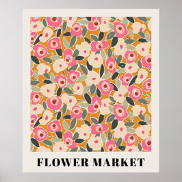 Inky bloem bloemenmarkt patroon- Zonnige weide Poster