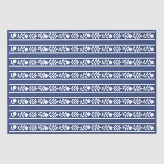 Inky Blue 2 Bone Inlay Floral Decoupage  Tissuepapier (Voorkant)
