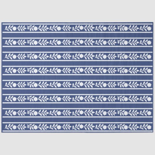 Inky Blue 2 Floral Bone Inlay Decoupage Tissuepapier (Voorkant)