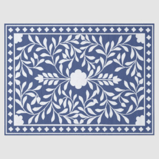 Inky Blue 2 Traditioneel Been Inlegwerk Decoupage Tissuepapier