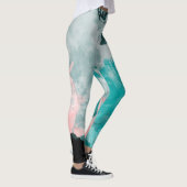 Inky Blue Green Turquoise Blauwgroen Peach Mode Leggings (Rechts)