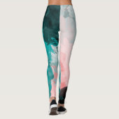 Inky Blue Green Turquoise Blauwgroen Peach Mode Leggings (Achterkant)