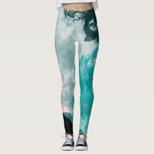 Inky Blue Green Turquoise Blauwgroen Peach Mode Leggings