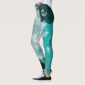 Inky Blue Green Turquoise Blauwgroen Peach Mode Leggings (Links)