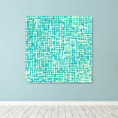 Inky Crossed Lines - Cream en Aqua Canvas Afdruk (Insitu (Houten vloer))