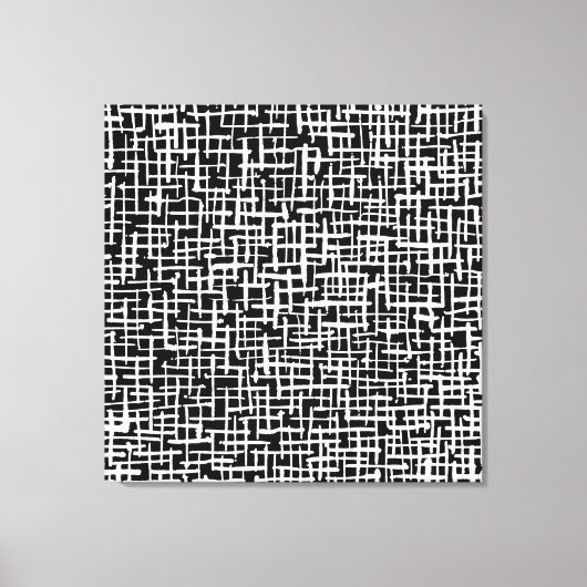 Inky Crossed Lines - White on Black Canvas Afdruk (Voorkant)