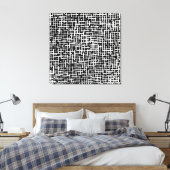 Inky Crossed Lines - White on Black Canvas Afdruk (Insitu (Slaapkamer))
