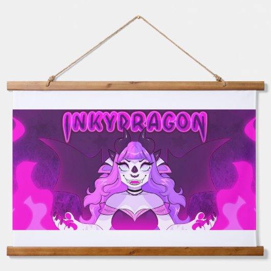 Inky dragon banner hangend wandkleed (Voorkant)